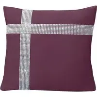 Diamante Cross Filled Cushion 2 Pack - Purple, Polyester
