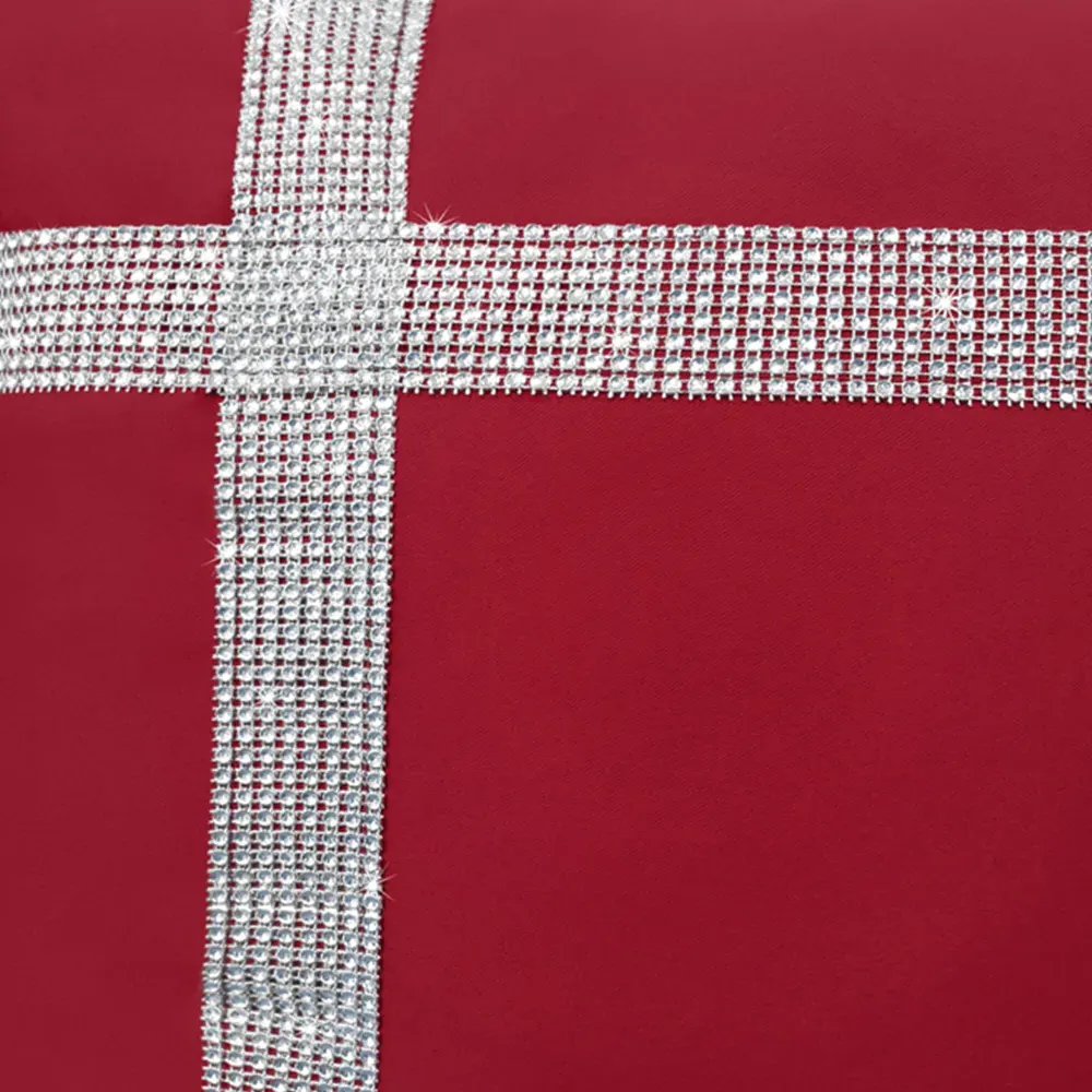 Diamante Cross Filled Cushion 2 Pack - Red, Polyester