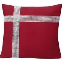 Diamante Cross Filled Cushion 2 Pack - Red, Polyester