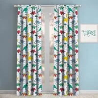 Dinosaur Pencil Pleat Curtains - Multi, Polyester
