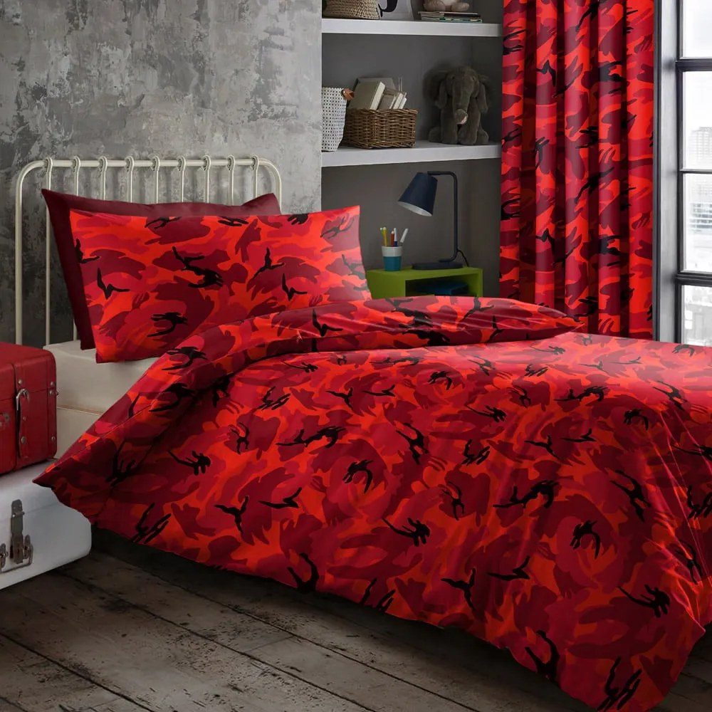 Double Camouflage Duvet Set - Red