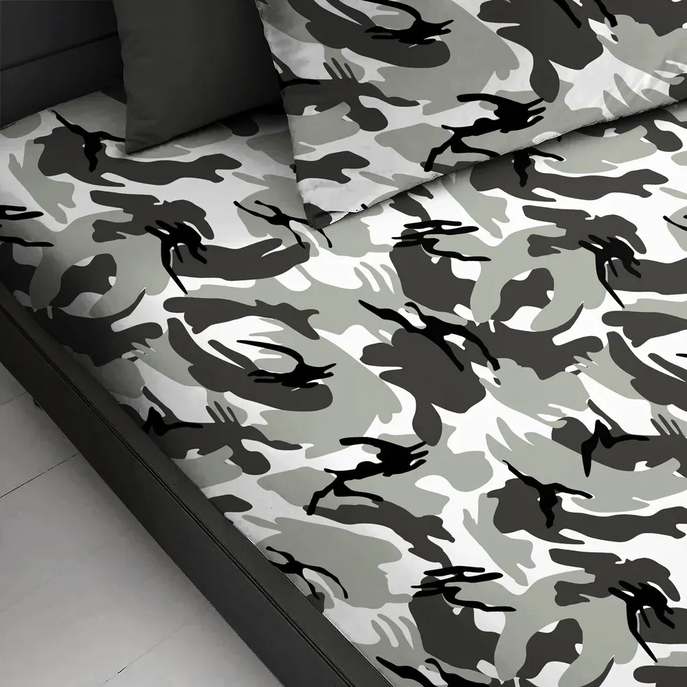 Double Camouflage Fitted Sheet - Grey