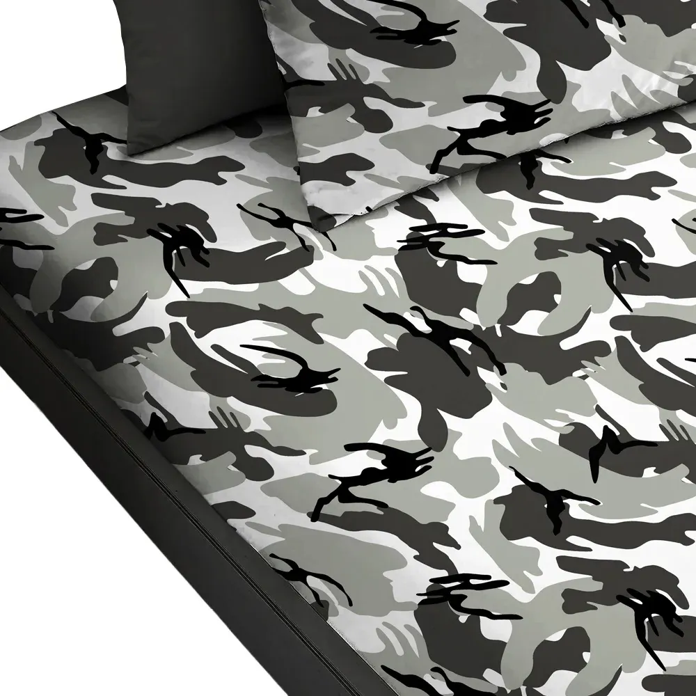 Double Camouflage Fitted Sheet - Grey