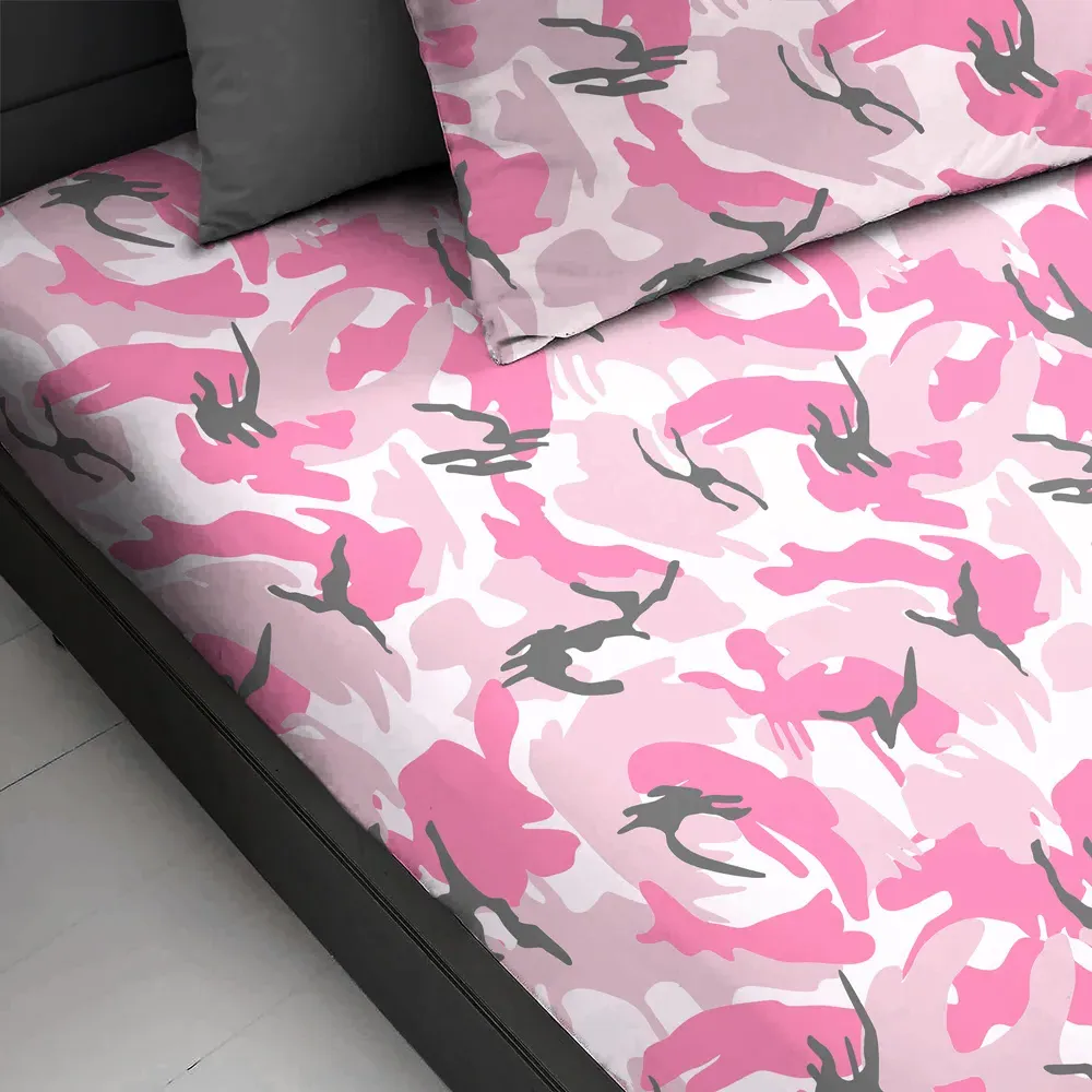 Double Camouflage Fitted Sheet - Pink