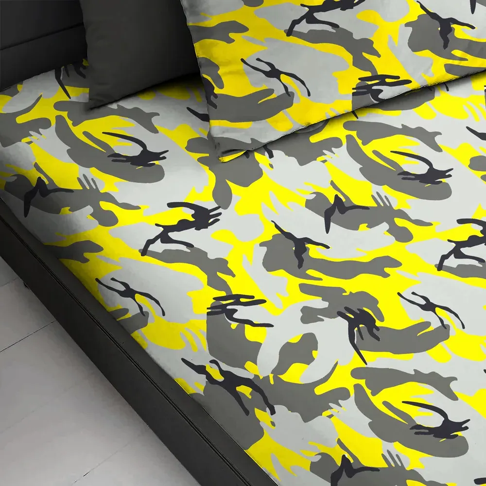 Double Camouflage Fitted Sheet - Yellow