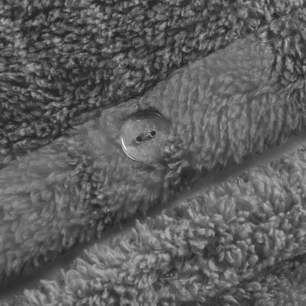 Double Check Teddy Fleece Duvet Set - Grey