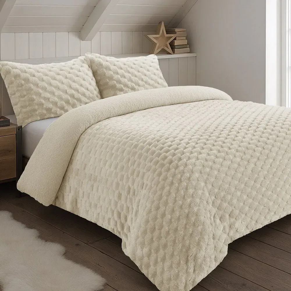 Double Chunky Popcorn Duvet Set - Cream