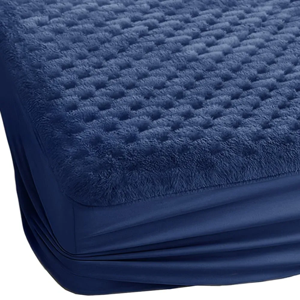 Double Chunky Popcorn Fitted Sheet - Navy