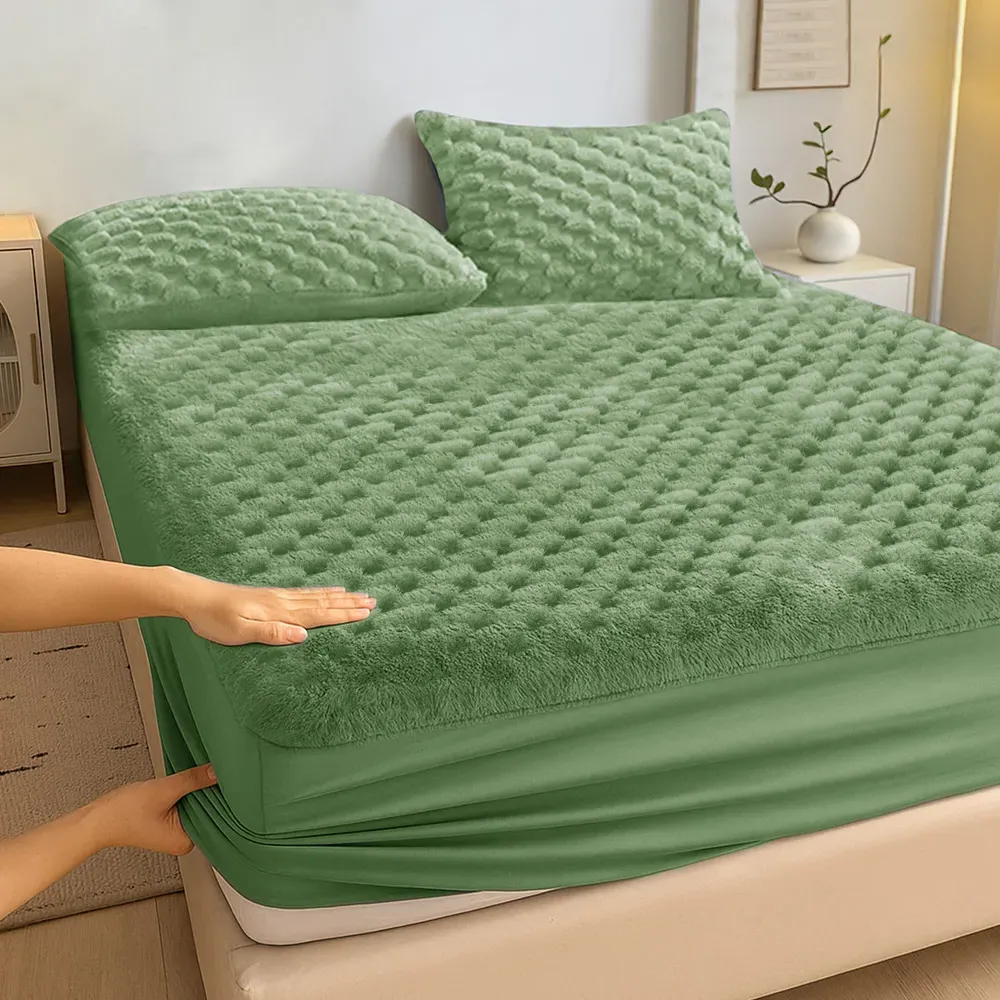 Double Chunky Popcorn Fitted Sheet - Olive