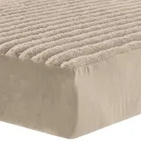 Double Jumbo Cord Fitted Bed Sheet - Beige