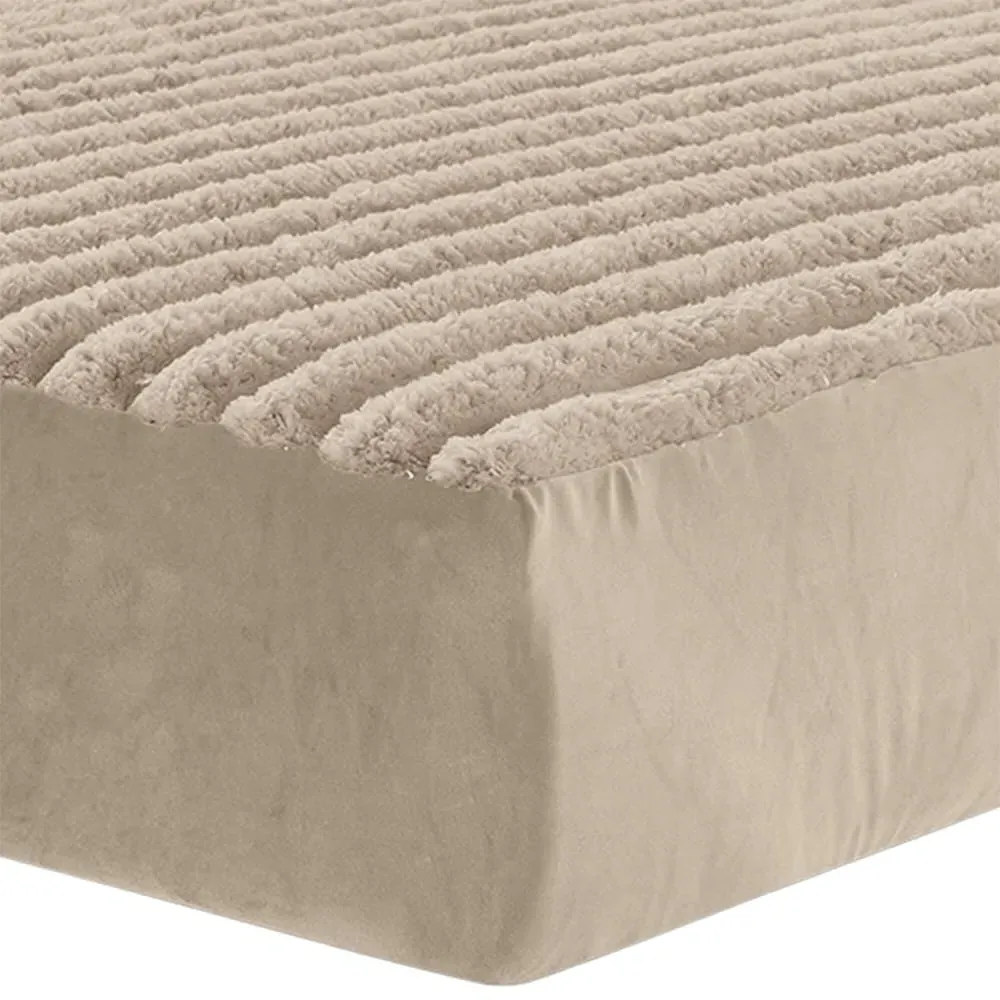 Double Jumbo Cord Fitted Bed Sheet - Beige