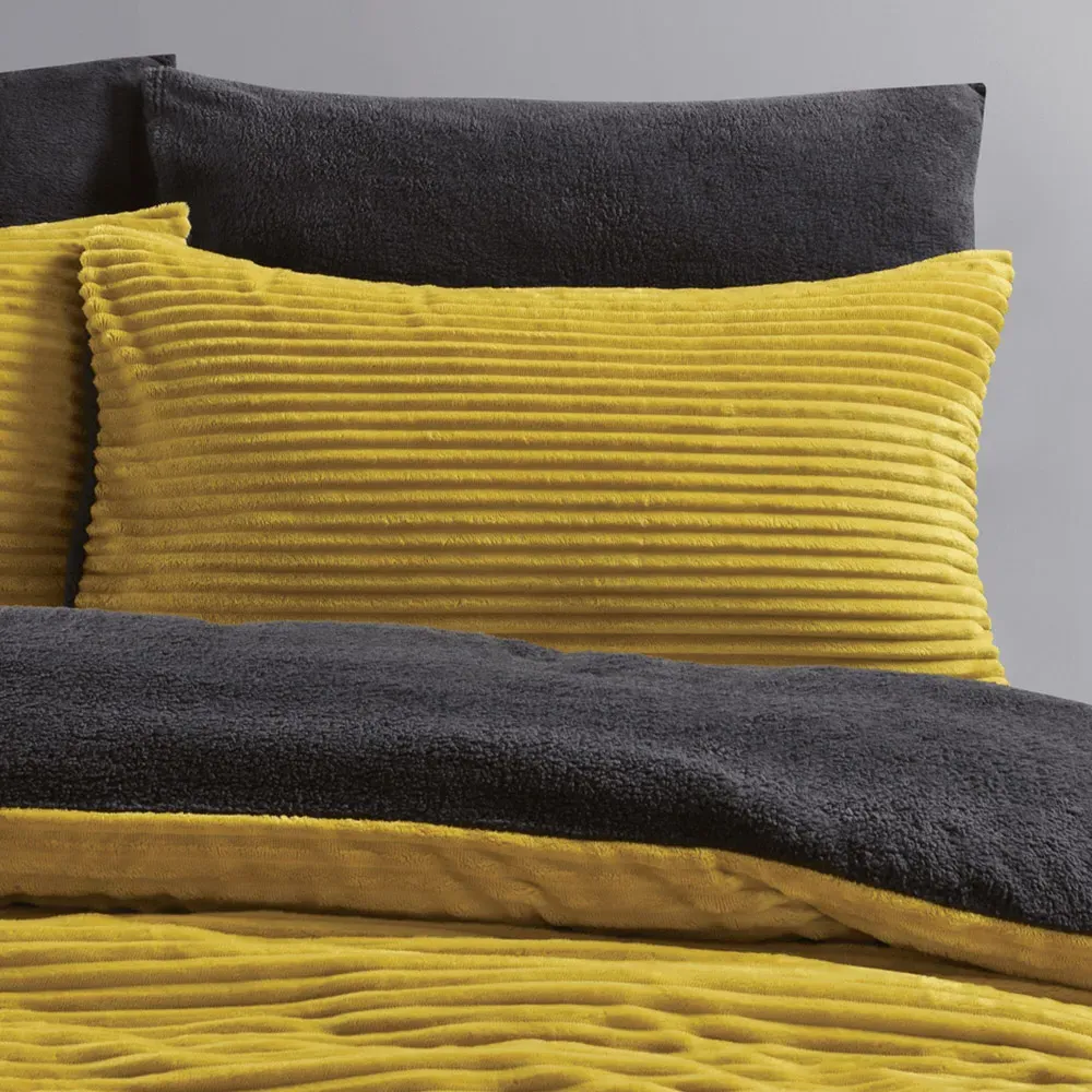 Double Plush Cord Duvet Set - Ochre, Teddy Fleece