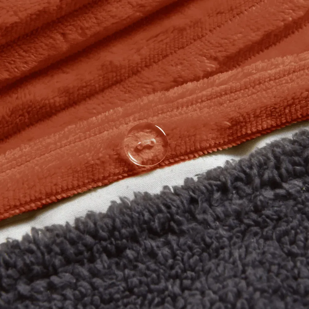 Double Plush Cord Duvet Set - Rust, Teddy Fleece
