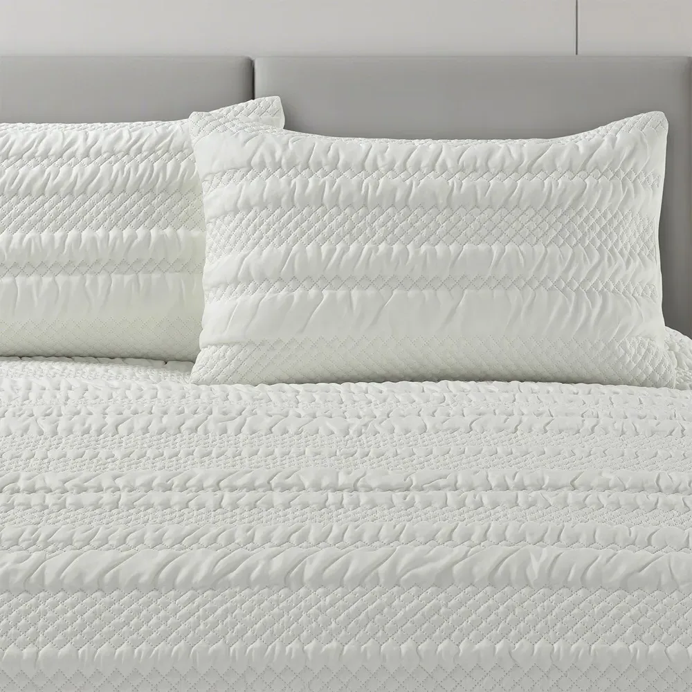 Double Saville Duvet Set - White