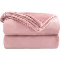 Flannel Faux Mink Throw - Blush