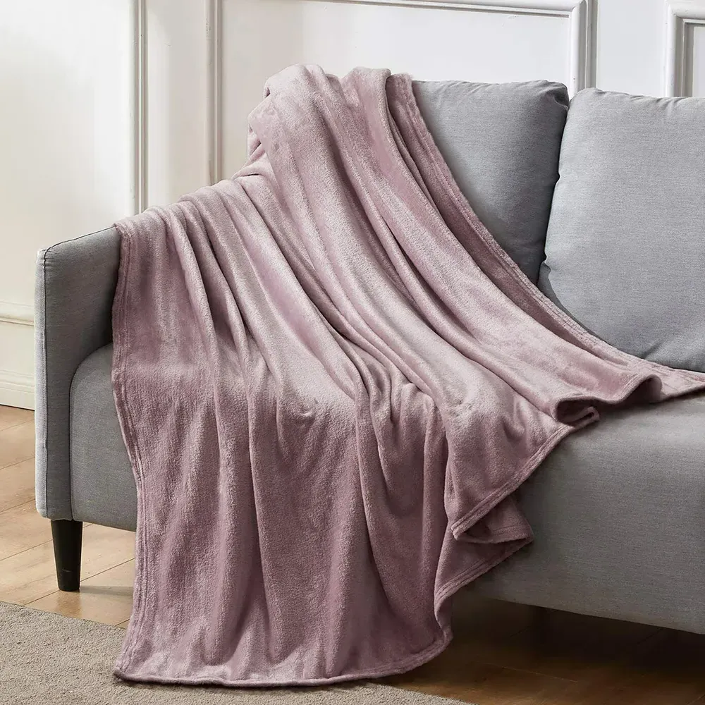 Flannel Faux Mink Throw - Mauve