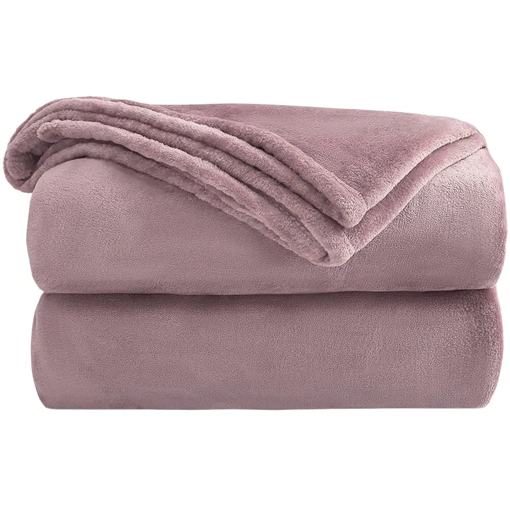 Flannel Faux Mink Throw - Mauve