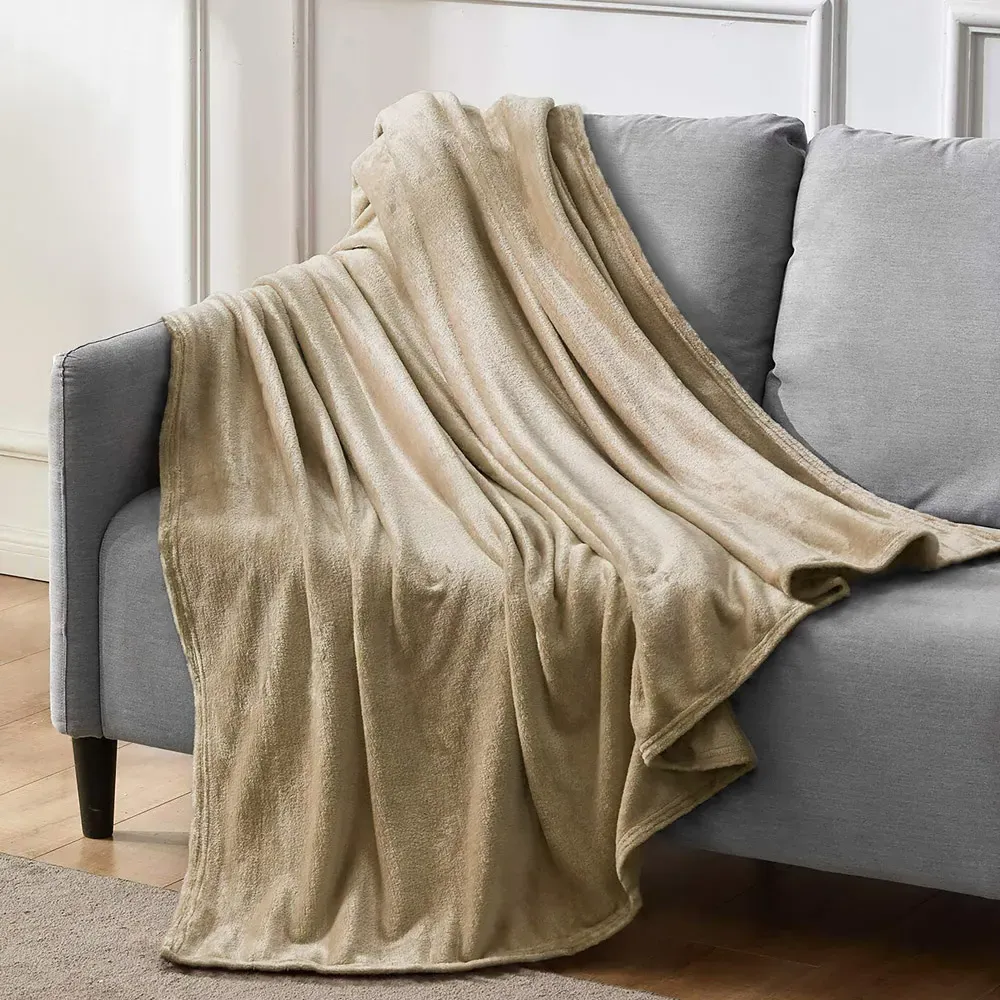 Flannel Faux Mink Throw - Mink