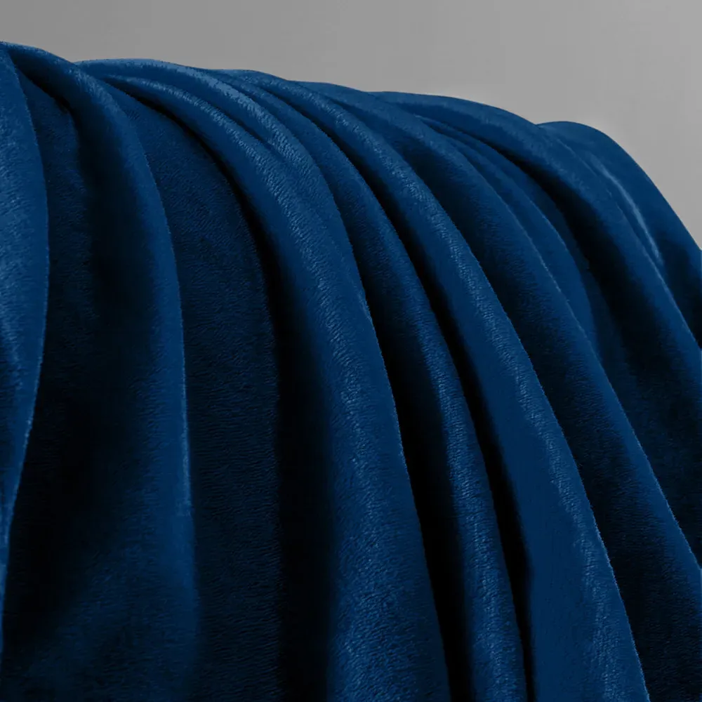 Flannel Faux Mink Throw - Navy