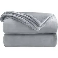 Flannel Faux Mink Throw - Silver