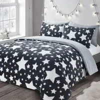 Galaxy King Size Teddy Duvet Set - Grey, Fleece
