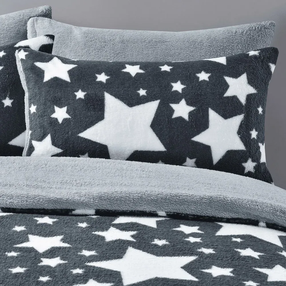 Galaxy Single Teddy Duvet Set - Grey, Fleece