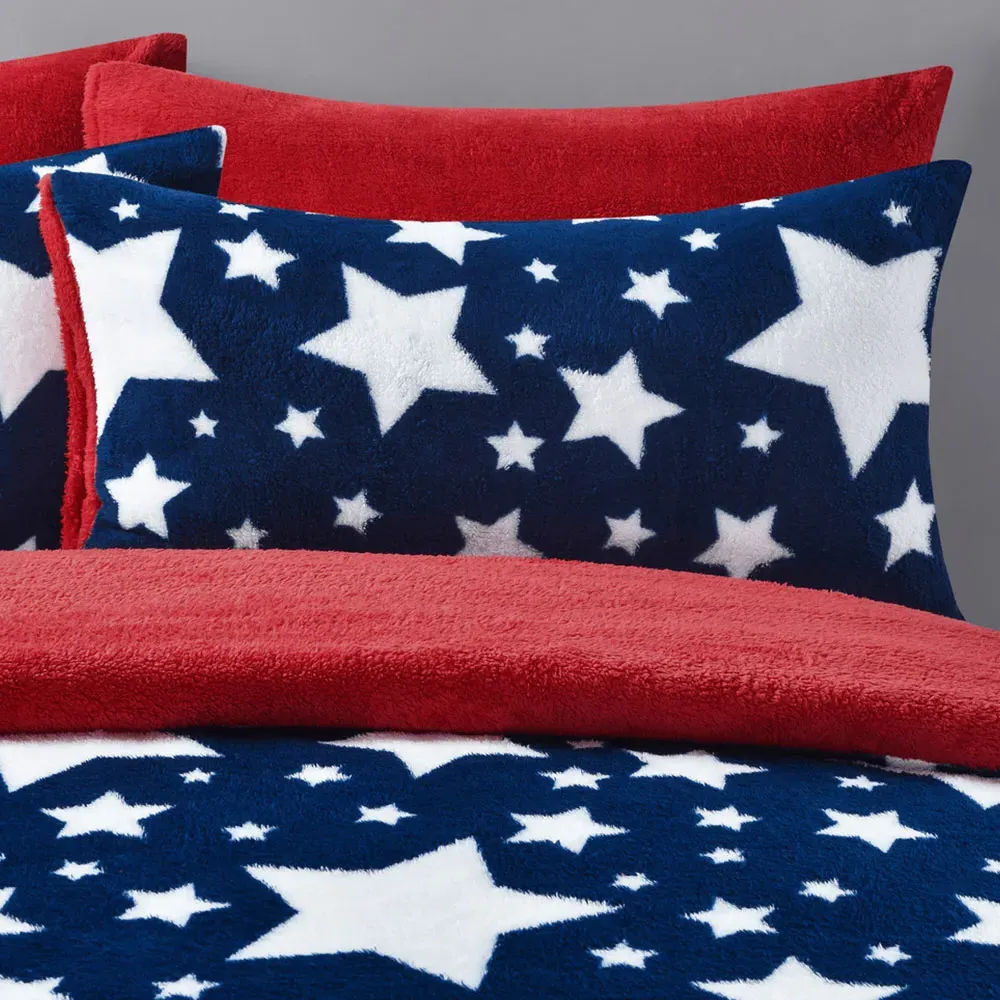 Galaxy Super King Teddy Duvet Set - Navy, Fleece
