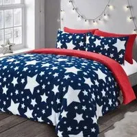 Galaxy Super King Teddy Duvet Set - Navy, Fleece
