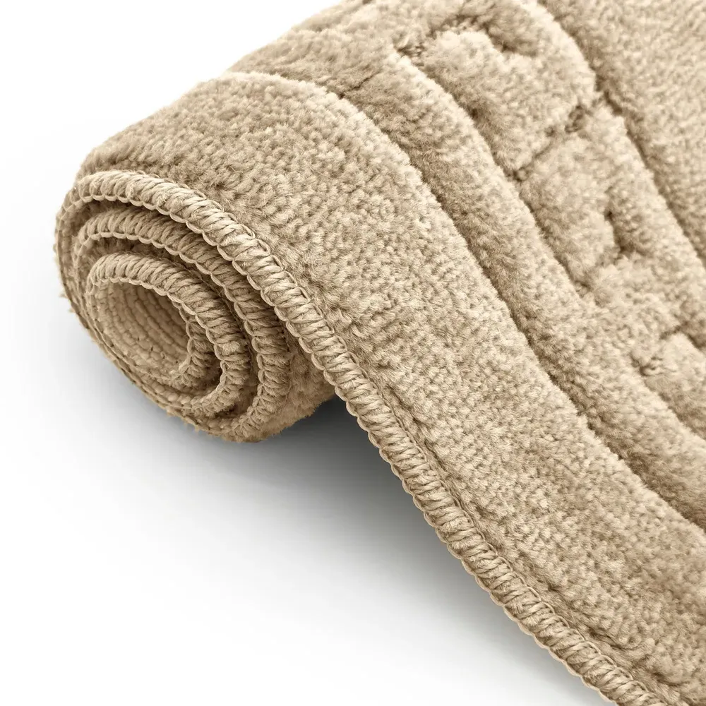 Greek Key Bath Mat Set - Beige, Polypropylene