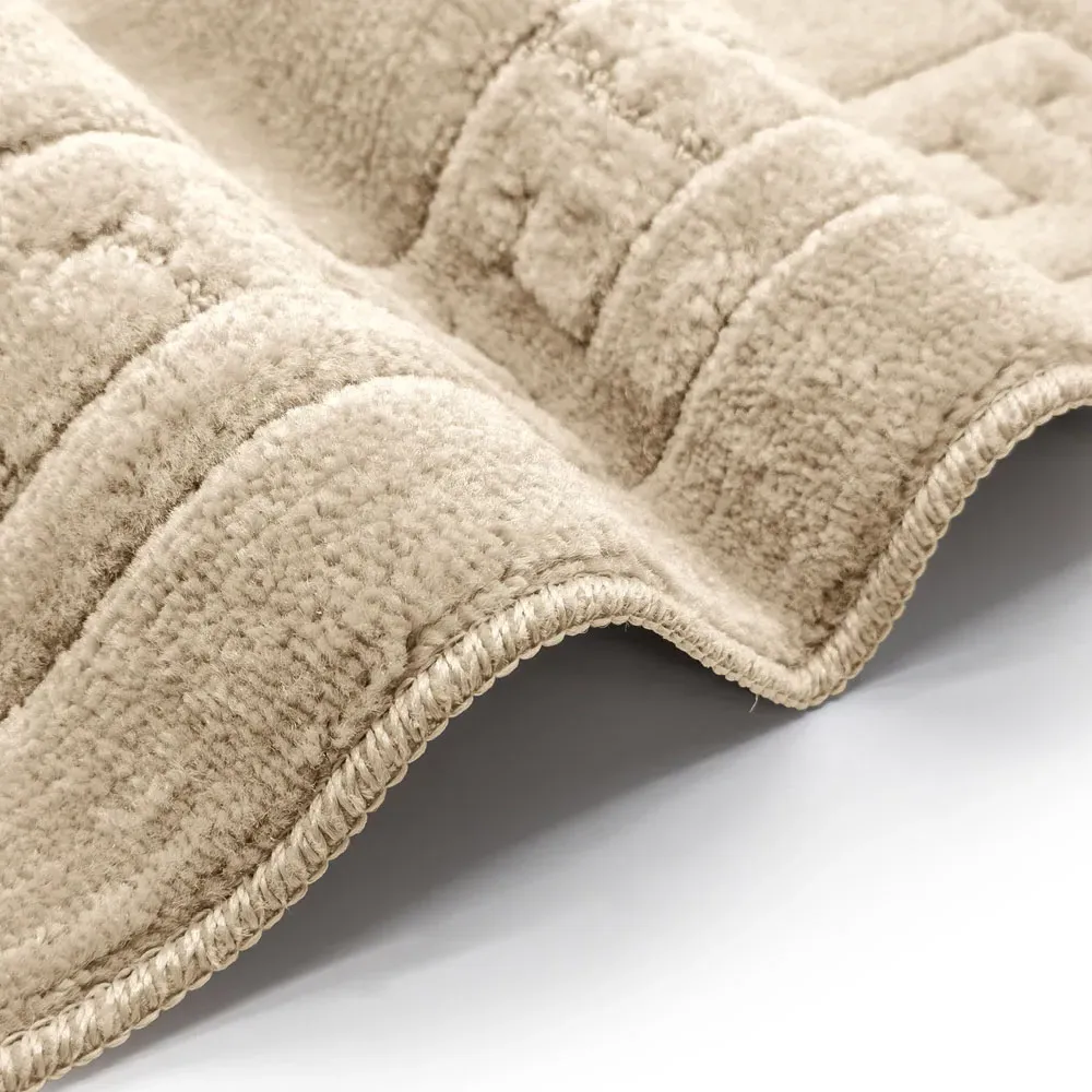 Greek Key Bath Mat Set - Beige, Polypropylene