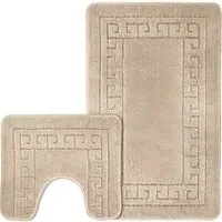 Greek Key Bath Mat Set - Beige, Polypropylene