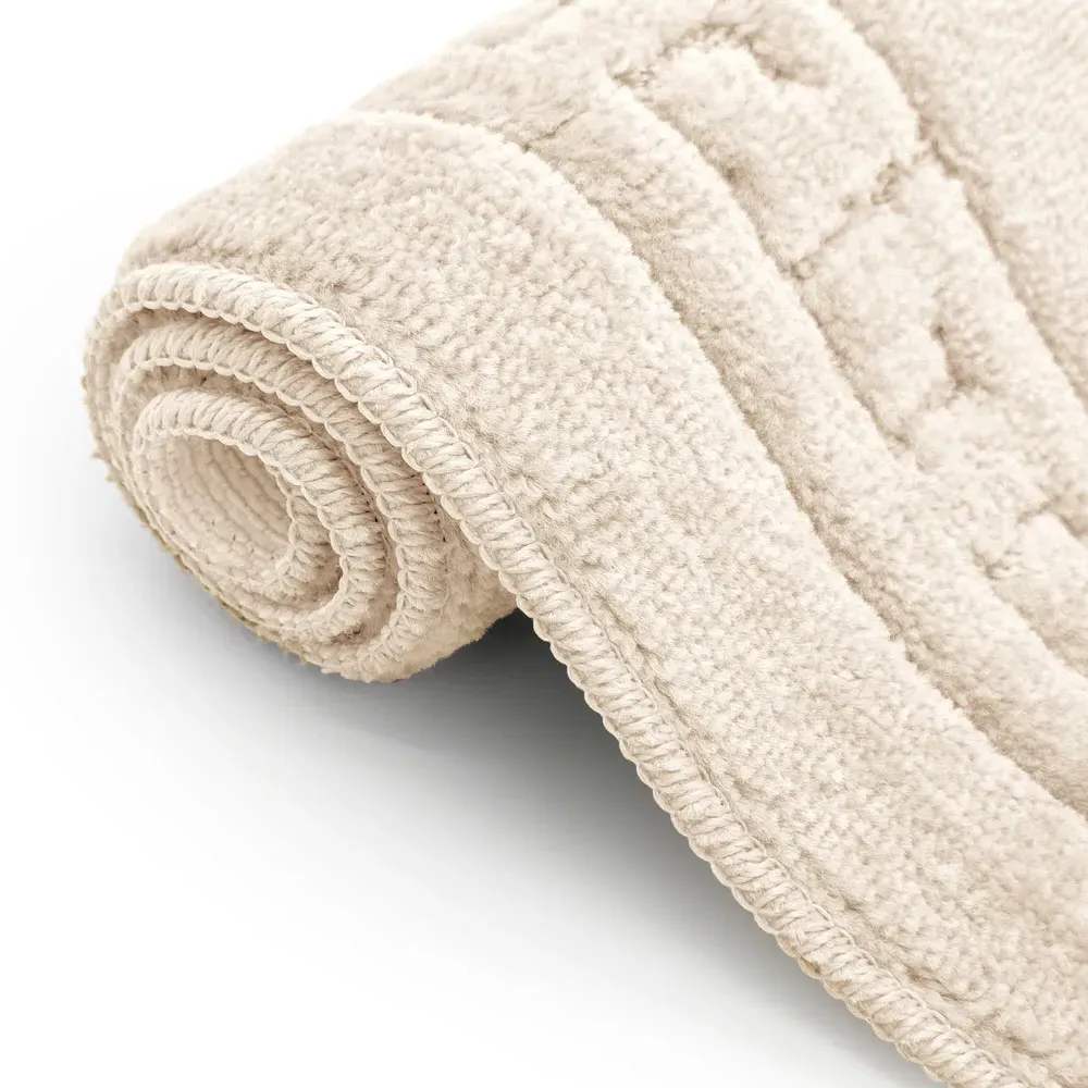 Greek Key Bath Mat Set - Cream, Polypropylene
