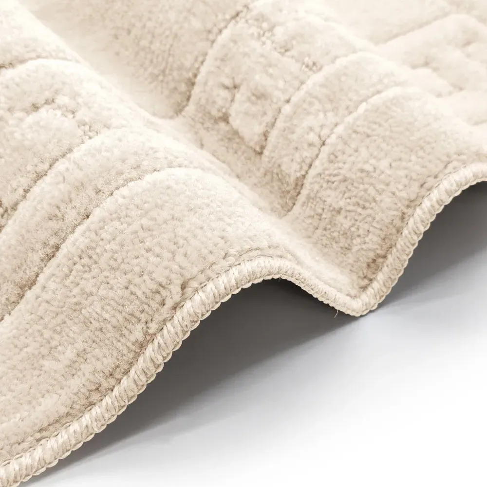 Greek Key Bath Mat Set - Cream, Polypropylene