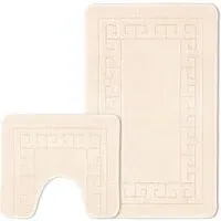 Greek Key Bath Mat Set - Cream, Polypropylene