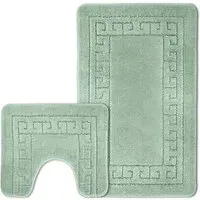 Greek Key Bath Mat Set - Green, Polypropylene