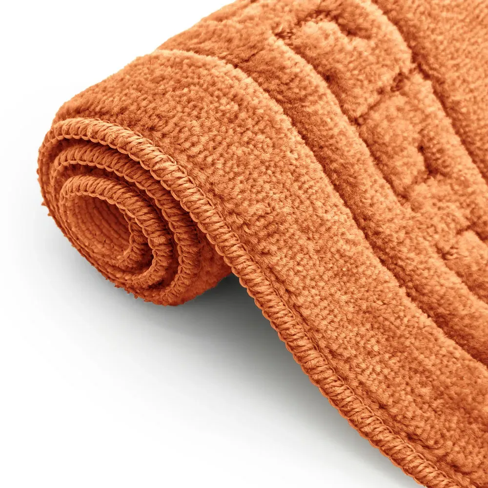 Greek Key Bath Mat Set - Orange