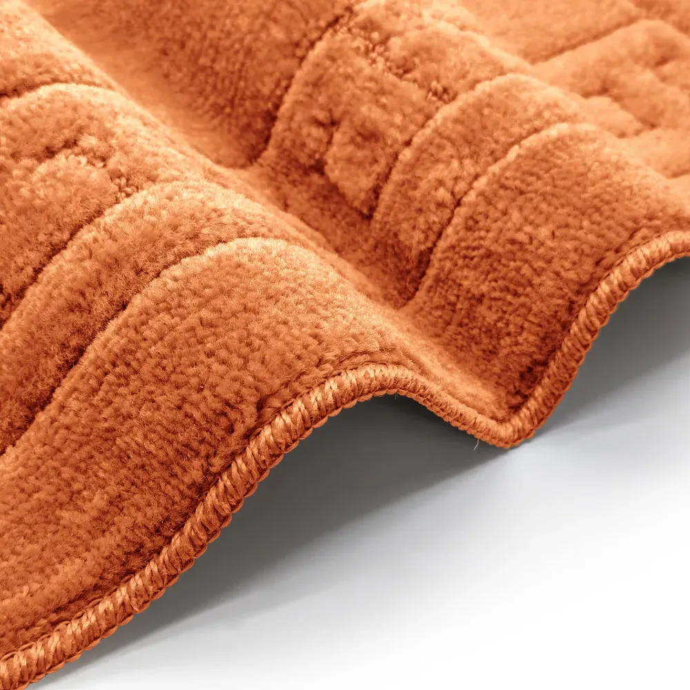 Greek Key Bath Mat Set - Orange