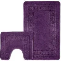 Greek Key Bath Mat Set - Purple, Polypropylene