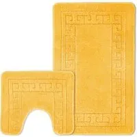 Greek Key Bath Mat Set - Yellow, Polypropylene