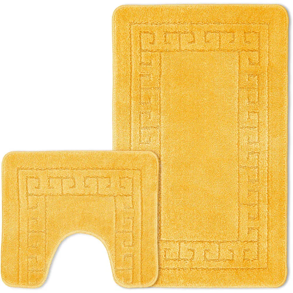 Greek Key Bath Mat Set - Yellow, Polypropylene