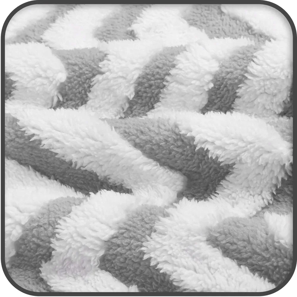 Grey Chevron Sherpa Throw - Grey, Polyester