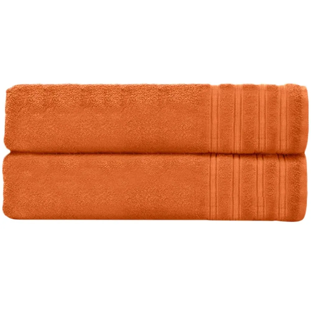 Hampi Bath Towel Set of 2 - Orange, Cotton