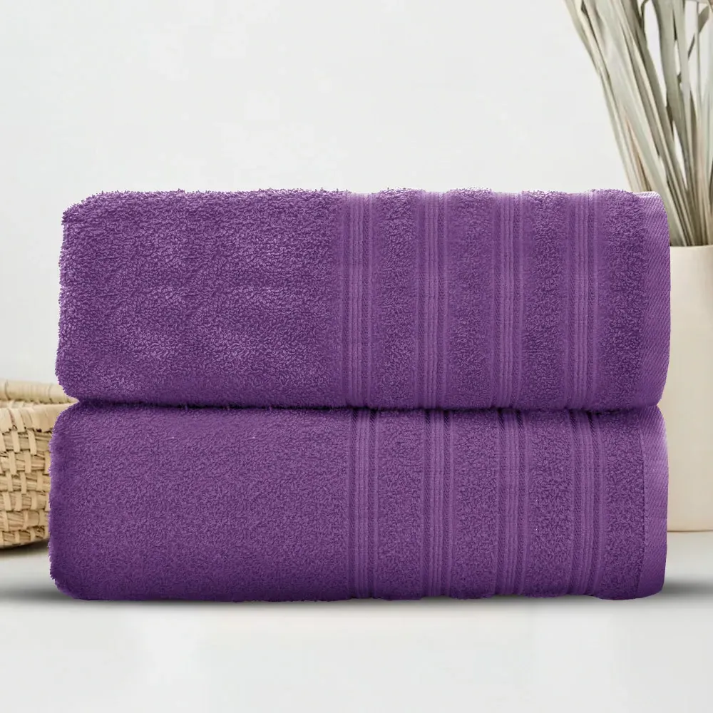 Hampi Cotton Bath Sheet Set of 2 - Purple