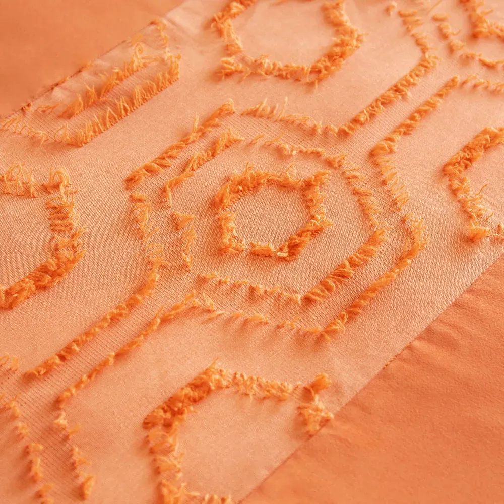 Hex King Size Tufted Duvet Set - Orange, Polyester