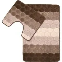 Hex Stripe Bath Mat Set - Brown, Polypropylene