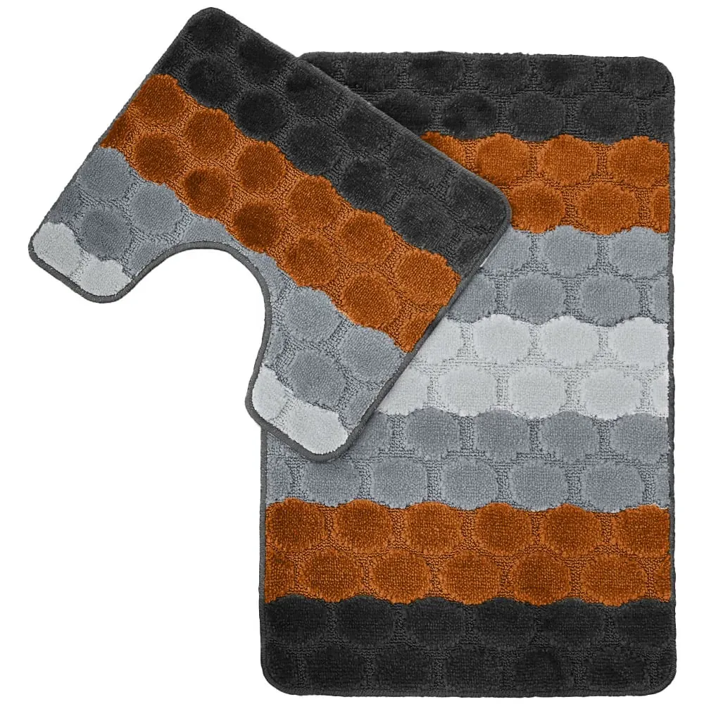 Hex Stripe Bath Mat Set - Orange