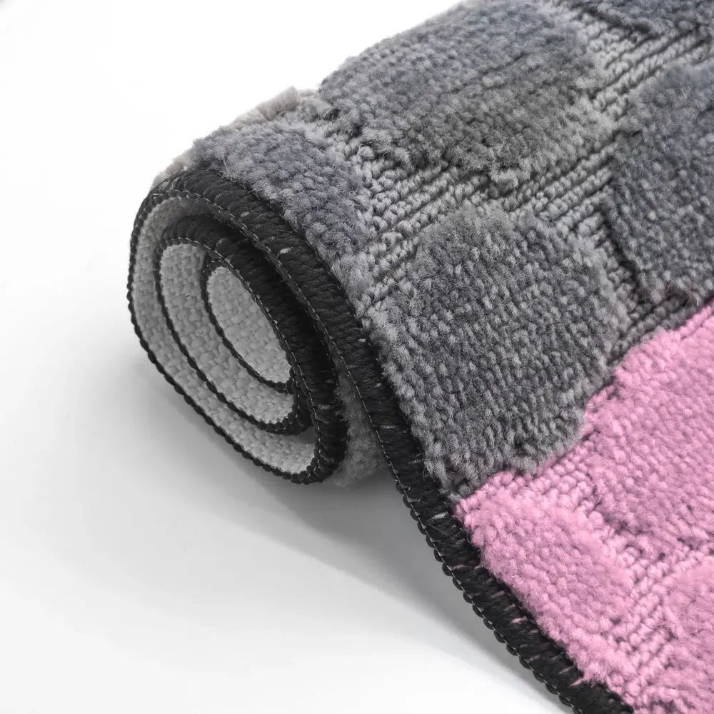 Hex Stripe Bath Mat Set - Pink, Polypropylene