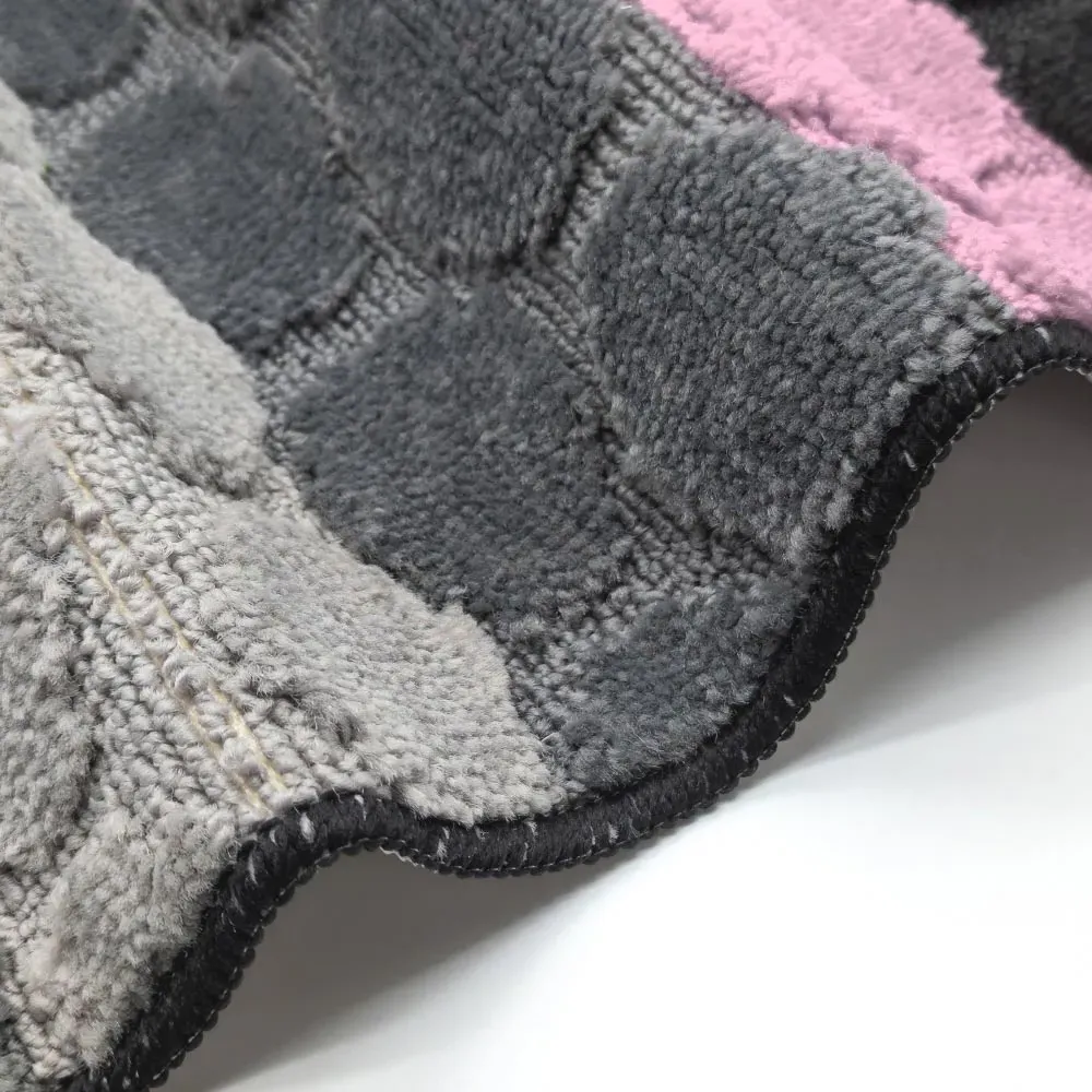 Hex Stripe Bath Mat Set - Pink, Polypropylene