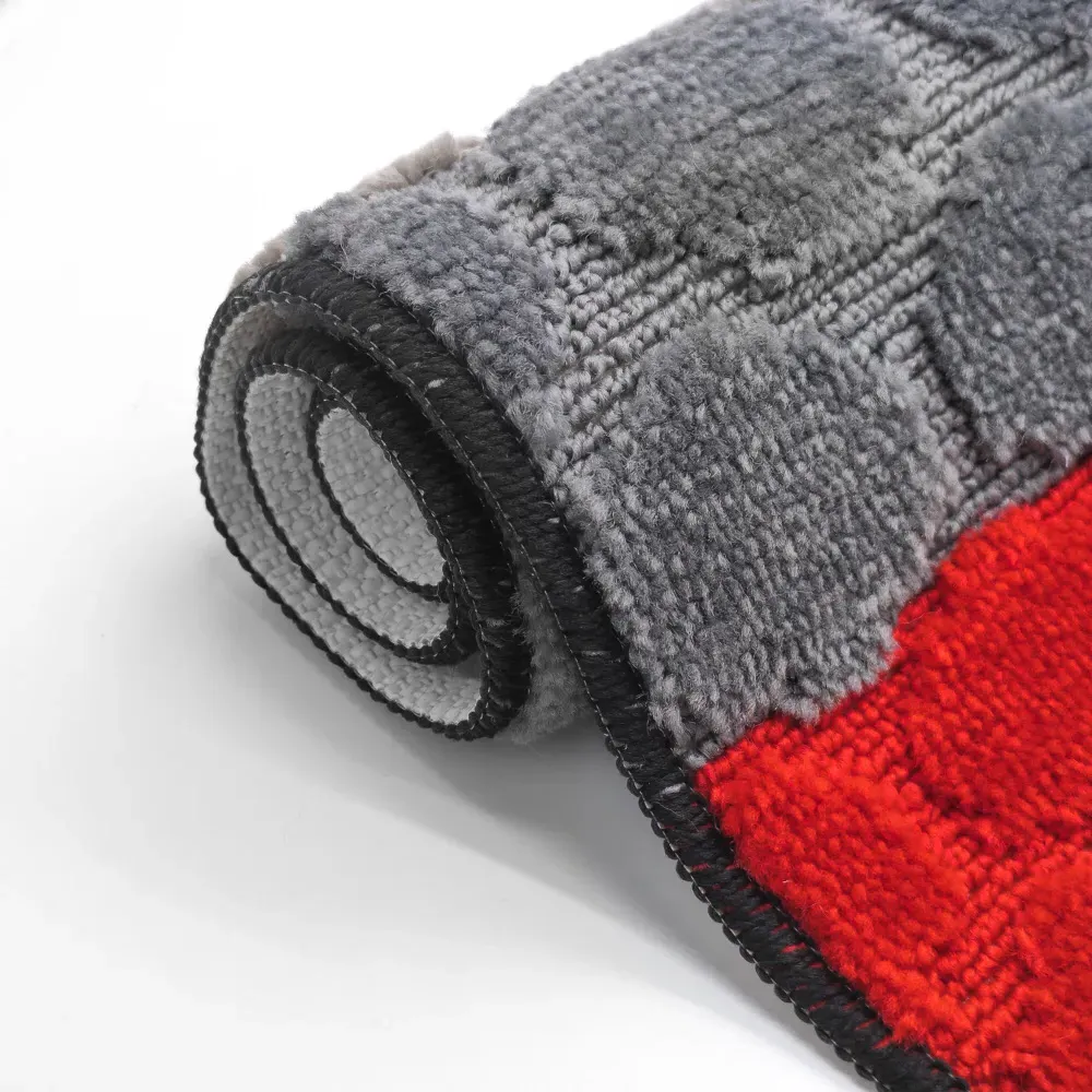 Hex Stripe Bath Mat Set - Red, Polypropylene