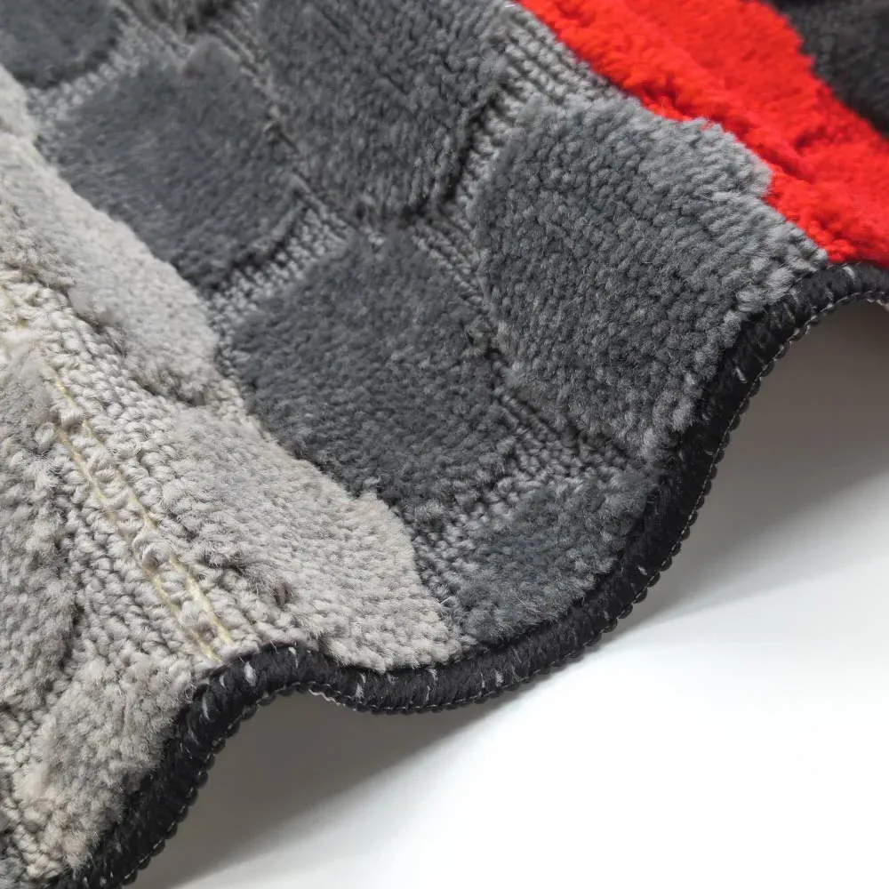 Hex Stripe Bath Mat Set - Red, Polypropylene